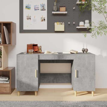 vidaXL Bureau 140x50x75 cm bewerkt hout betongrijs, Huis en Inrichting, Verzenden, Nieuw