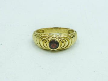 Ring - 18 karaat Geel goud Granaat, Nieuw