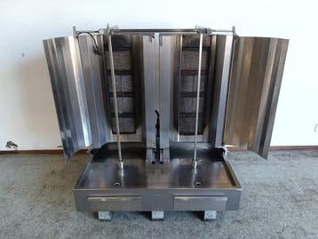 Dubbele donergrill op gas met 4 branders - B100 x D72 x H106, Gebruikt