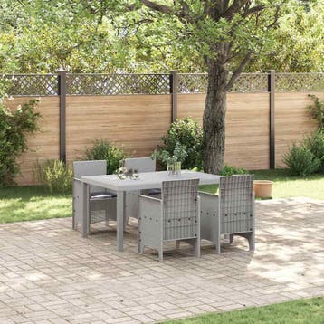 vidaXL Tuin Eetset 5 st Lichtgrijs Polt riet, Tuin en Terras, Tuinsets en Loungesets, Verzenden, Nieuw, 5 zitplaatsen