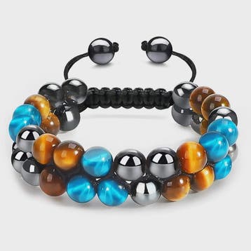 Handgemaakte Tijgeroog & Blauwe Steen Armband - Natuursteen, Sieraden, Tassen en Uiterlijk, Edelstenen, Verzenden, Nieuw