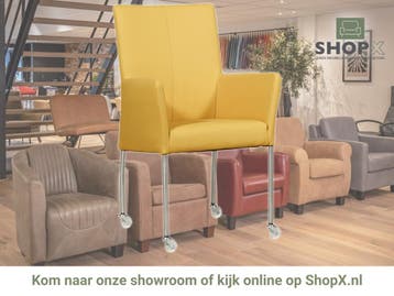 Leren eetkamerstoel Comfort met wieltjes en armleuning -, Huis en Inrichting, Overige kleuren, Nieuw, Leer, Ophalen of Verzenden