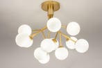 Rietveld Plafondlampen - Wit, Goud - Glas, Metaal, Verzenden, Nieuw