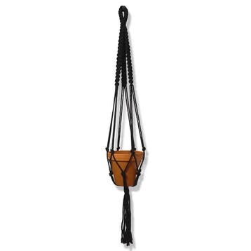 Plantenhanger Jazzy Zwart - Katoen - Macramé -, Ophalen of Verzenden, Nieuw