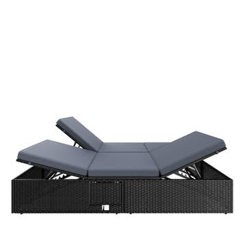 Polyrotan ligbed Zwart/Antraciet 200x115x33cm, Verzenden, Nieuw