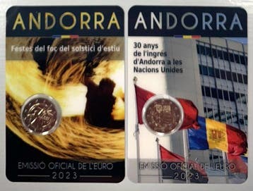 Andorra. 2 Euro 2023 Solstice dété + Adhésion à lONU