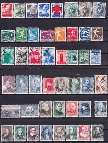 Nederland 1927/1938 - Partijtje ongebruikte series op een, Gestempeld