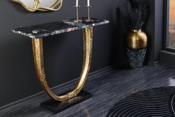 Handgemaakte wandtafel OMEGA 80cm zwart marmer goud metaal -, Huis en Inrichting, Tafels | Sidetables, Ophalen of Verzenden, Nieuw