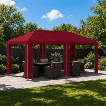 vidaXL Tuinprieel 6 x 3 m Bordeauxrood Polyester en staal, Verzenden, Nieuw