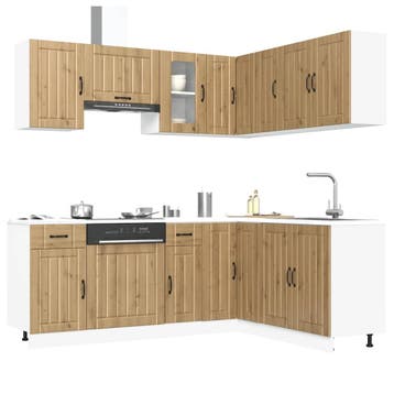 vidaXL 11-delige Keukenkastenset Lucca bewerkt hout, Huis en Inrichting, Verzenden, Nieuw, Bruin