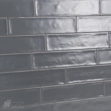 Langwerpige handvorm tegels 7,5 x 30 cm donker grijs mat, Doe-het-zelf en Verbouw, Tegels, Verzenden, Nieuw