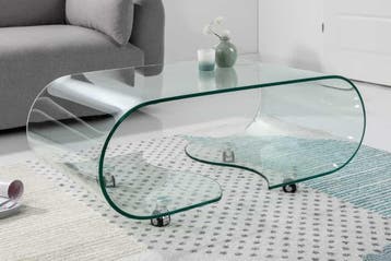 Extravaganter Glas Couchtisch FANTOME 90cm transparent -, Ophalen of Verzenden, Nieuw