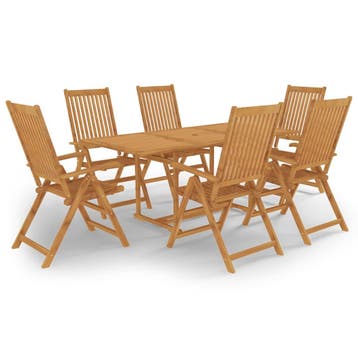 vidaXL 7-delige Tuinset massief teakhout, Verzenden, 6 zitplaatsen, Nieuw, Tuinset