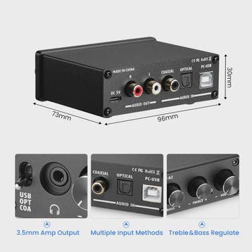 AIYIMA DAC-A2 HiFi DAC & Hoofdtelefoonversterker - USB, Coax, Verzenden, Nieuw