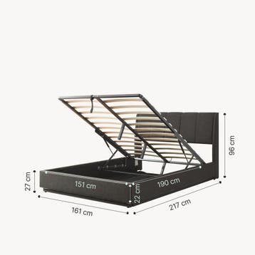 Tweepersoonsbed Tröstiar met LED 160x200 cm zwart [en.casa], Verzenden, Nieuw