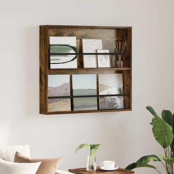 vidaXL Tijdschrift Rek Gerookt eiken 80 x 12 x 70 cm Bewerkt, Verzenden, Nieuw