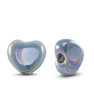 DQ Grieks keramiek kralen hart Brisk blue ca. 11x12mm (Ø2.., Ophalen of Verzenden, Nieuw, Kraal