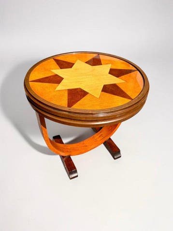 Art Deco - Tafel - Hout, Messing, Antiek en Kunst