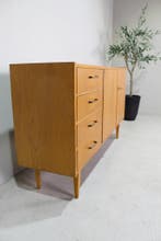 Vintage dressoir, sideboard jaren 60, Gebruikt, Mid century, 100 tot 150 cm, Eikenhout