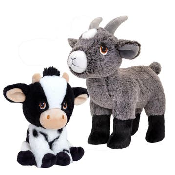 Pluche boerderijdieren knuffelset koe en geit - 19 cm, Verzenden, Nieuw