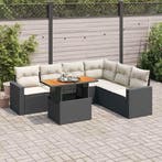 vidaXL 7-delige Loungeset met kussens poly rattan zwart, Verzenden, Nieuw, Rotan, Loungeset