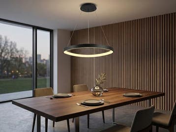 Veiling - Hanglamp Zwart 62cm 50W LED CCT 3 Kleur & 3 Stappe, Huis en Inrichting, Lampen | Hanglampen, Nieuw