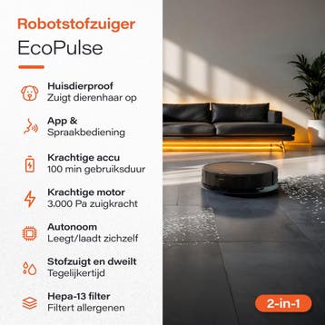 2dekans | Skoov Robotstofzuiger – Met Dweilfunctie,, Witgoed en Apparatuur, Ophalen of Verzenden, Zo goed als nieuw