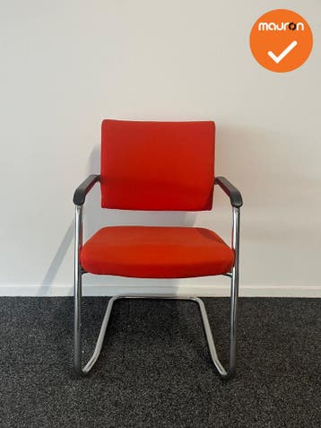 Rohde & Grahl - Vergaderstoel - Oranje stoffering - Chroom f, Vergader- of Presentatieruimte, Ophalen of Verzenden, Gebruikt, Stoel