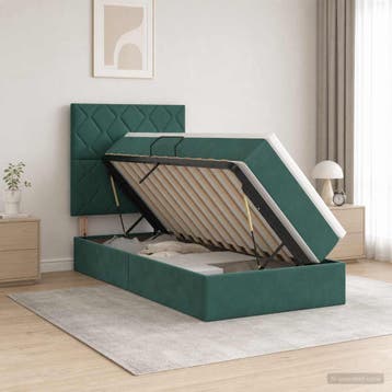 vidaXL Opslag bed met matras Donkergroen 100 x 200 cm, Verzenden, Nieuw, Groen, Stof