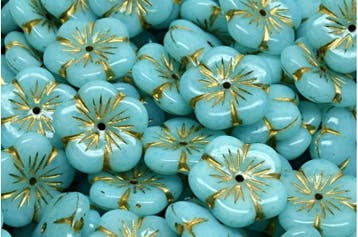 2 x Tsjechische Glaskralen Apple Flower Pressed Beads 14x..., Ophalen of Verzenden, Nieuw, Kraal
