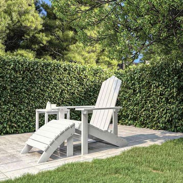 vidaXL Tuinstoel Adirondack met voetenbank HDPE wit, Tuin en Terras, Tuinstoelen, Verzenden, Nieuw