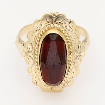 Ring - 14 karaat Geel goud - Granaat, Nieuw