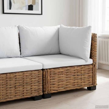 vidaXL Hoekbank met kussens GENDT Natuurlijk rattan Naturel, Tuin en Terras, Verzenden, Nieuw, Rotan