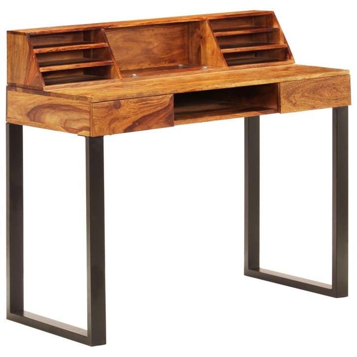 vidaXL Bureau 110x50x94 cm massief acaciahout en staal, Huis en Inrichting, Bureaus, Nieuw, Verzenden