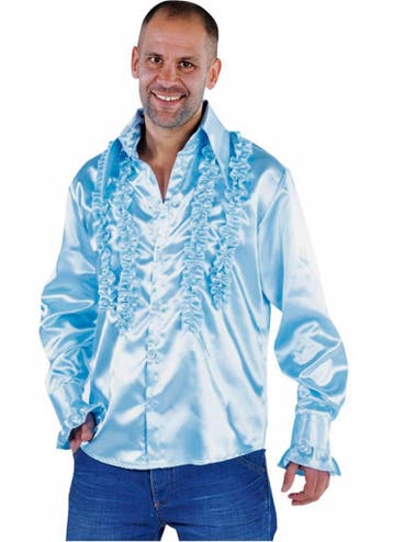 Blouse disco ruches populair blauw, Ophalen of Verzenden, Nieuw
