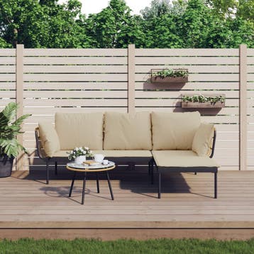 vidaXL 3-delige Loungeset met kussens poly rattan beige, Verzenden, Nieuw, 3 zitplaatsen, Loungeset