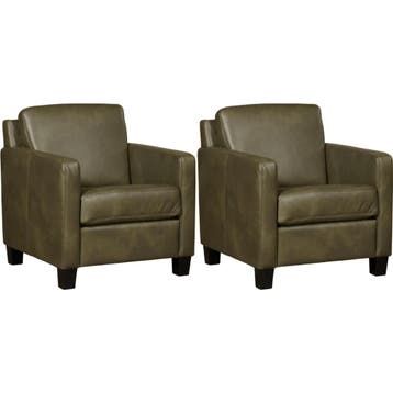 Set van 2 Leren fauteuils Smart - Granada Moss, Nieuw, Ophalen of Verzenden, 50 tot 75 cm, Leer
