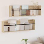 vidaXL Tijdschrift Rek met plank 2 pcs Sonoma Eiken 100 x 12, Huis en Inrichting, Woonaccessoires | Krantenbakken en Lectuurbakken