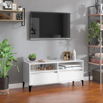 vidaXL Tv-meubel 100x34,5x44,5 cm bewerkt hout hoogglans wit, Minder dan 50 cm, Verzenden, Nieuw, Minder dan 100 cm