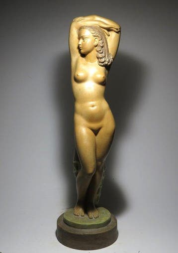 József Gondos (1909-1987) - sculptuur, Art Deco Lady( 52cm), Antiek en Kunst