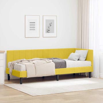 vidaXL Hoekbedframe met Matras met hoofdeinde 2 pcs Geel, Verzenden, Nieuw, Stof