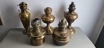 Olielamp (5) - Messing - 5 olielampen zonder glas
