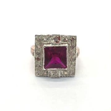 Zonder minimumprijs - Ring - 9 kt. Roségoud, Zilver Spinel -, Nieuw