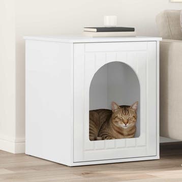vidaXL Kattenhuis Glanzend Wit 53 x 52 x 62 cm Bewerkt hout, Verzenden, Nieuw