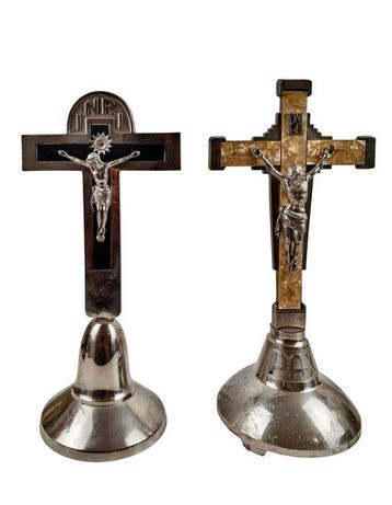 Kruis (2) - Legering, Verzilverd - 1950-1960 - 34 cm