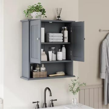 Badkamerkast Wandmontage – 2 Deuren en Open Planken Badkamer, Verzenden, Nieuw