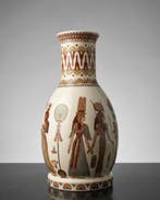sculptuur, Vaso Decorativo Egípcio - Porcelana Selecionada -