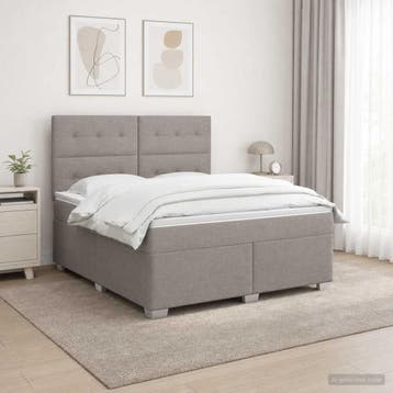 vidaXL Boxspringbed met matras Taupe 180 x 200 cm Stof, Verzenden, Nieuw, Tweepersoons