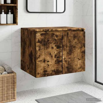 vidaXL Wand Gemonteerde Badkamerkast Gerookt eiken 62,5 x, Verzenden, Nieuw