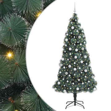 vidaXL Kunstmatige voorverlichte kerstboom met ballenset, Verzenden, Nieuw